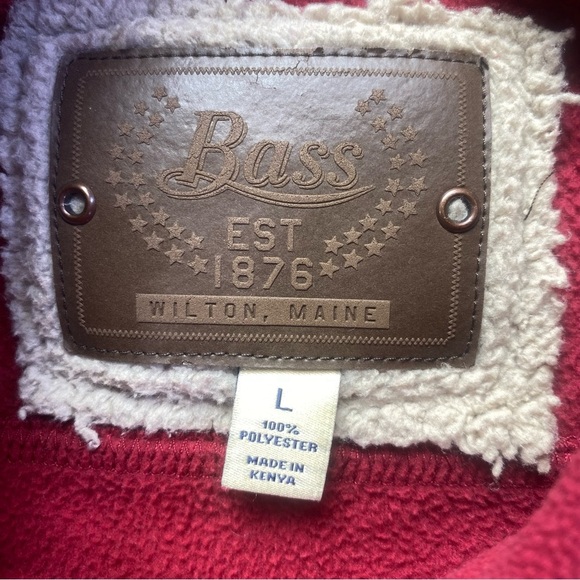 Bass Red Fleece Pullover Jacket Sherpa Lined Size L - Picture 12 of 14